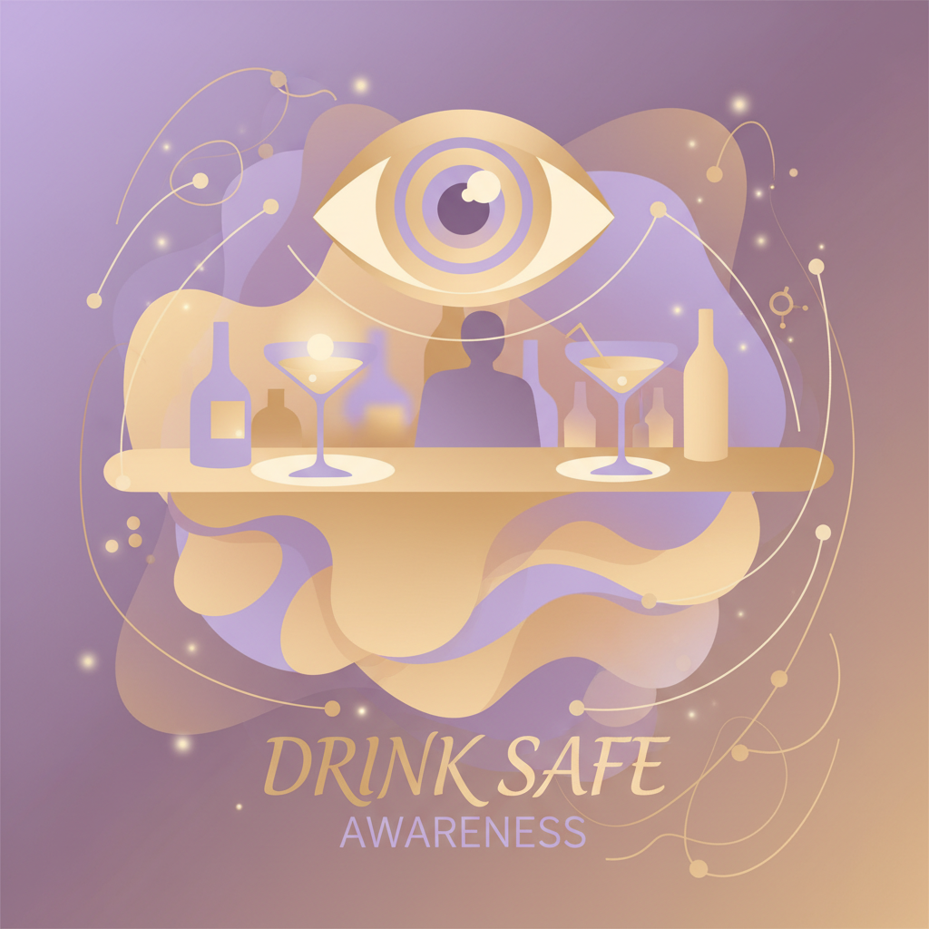 Illustration showing drink safety and protective awareness