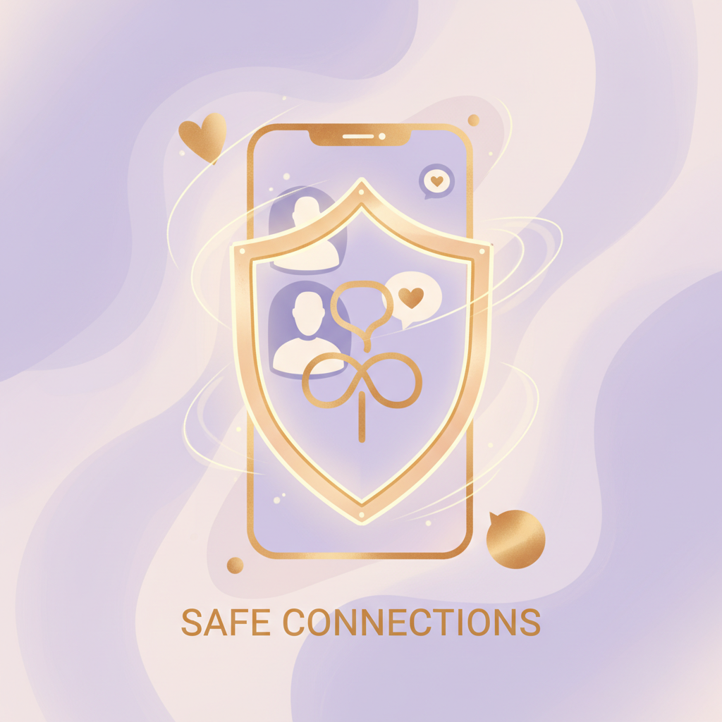 Illustration of dating app safety features